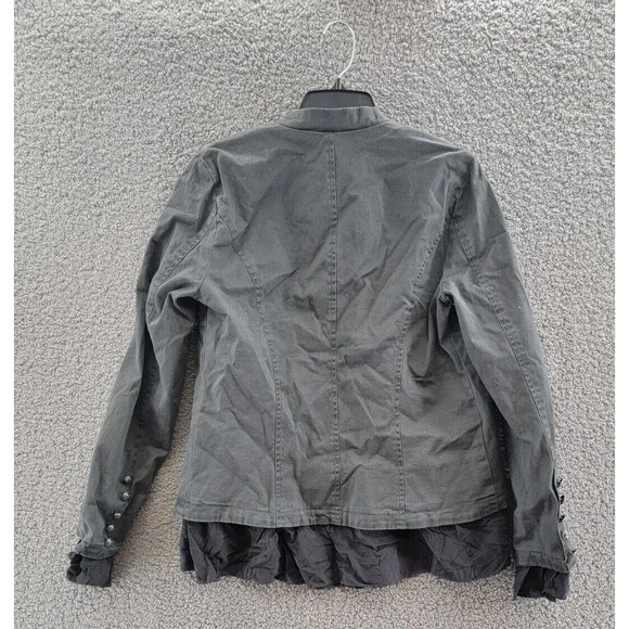 Free People Ruffles Romance Jacket Women's S Washed Black Flap Pockets Open L/S+ - Picture 12 of 15